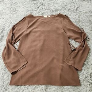 Wilfred Brown Boatneck Tie Sleeves Blouse